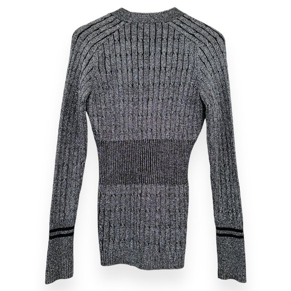Rodarte x & Other Stories Silver Gray Metallic Rib Knit Light Cardigan Sweater - Picture 2 of 7